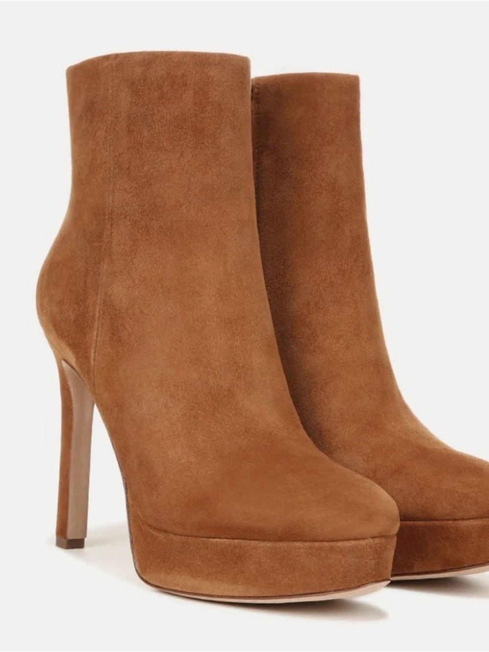Veronica Beard Suede Platform Ankle Boots in Cognac Brown 8.5